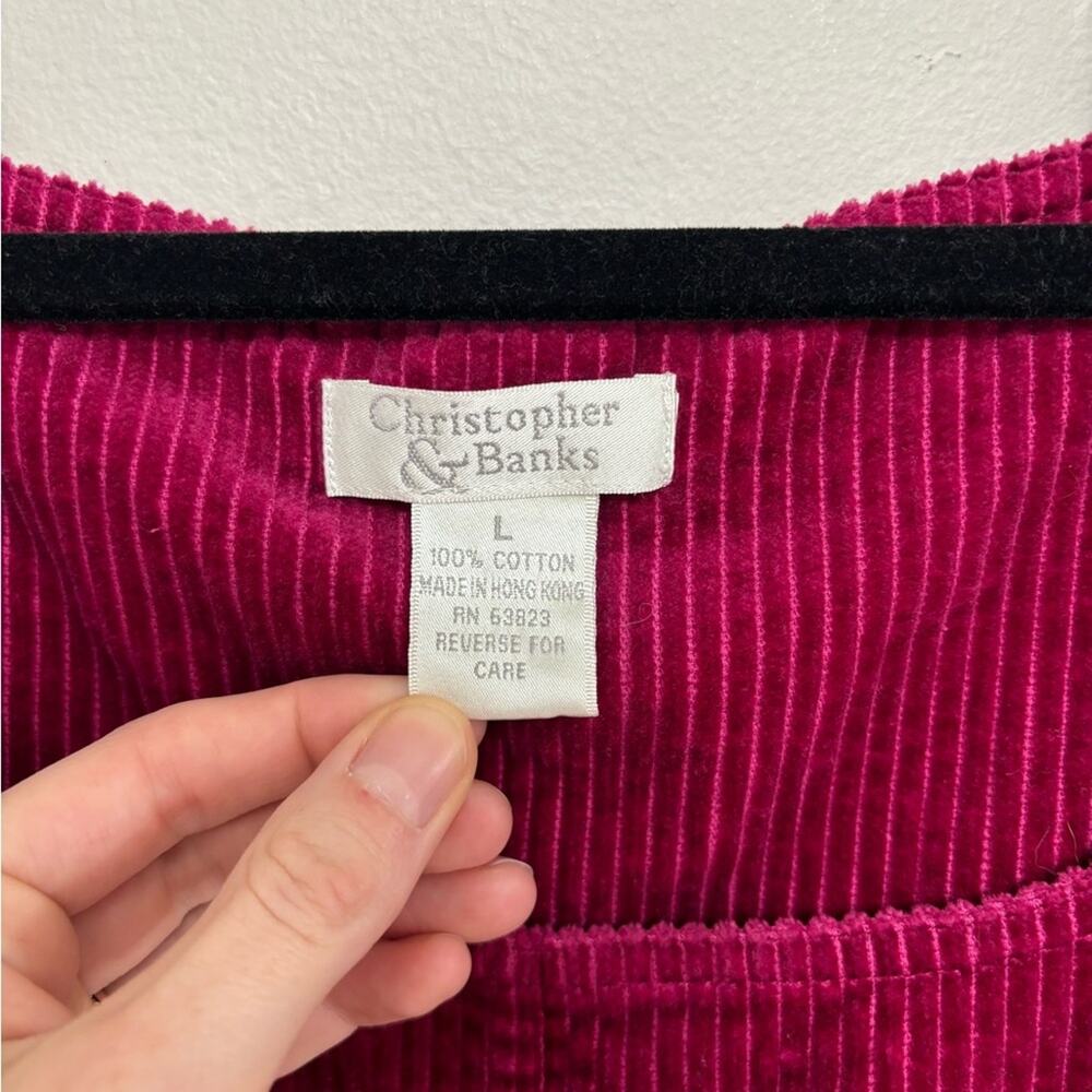 American Vintage Burgundy Corduroy Mini Pinafore Dress - Picture 3 of 4
